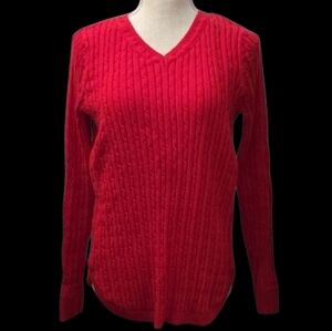 Women's Red V-Neck Sweater